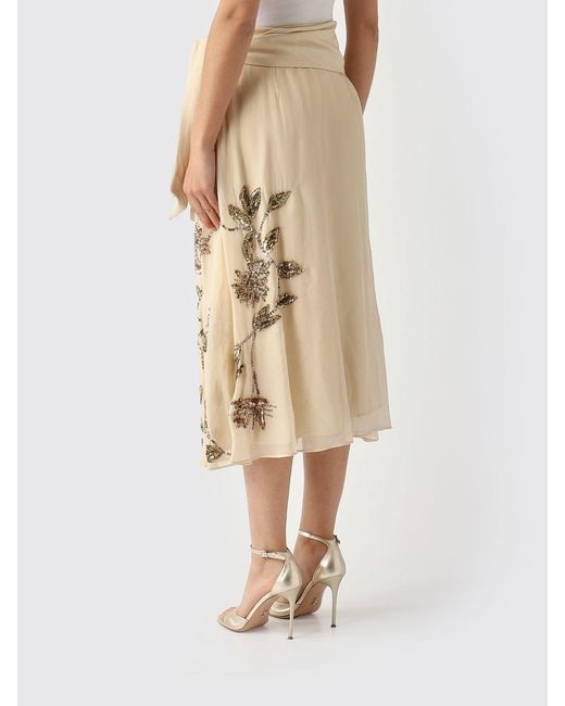 Maliparmi Natural Viscose Skirt With Embroidery