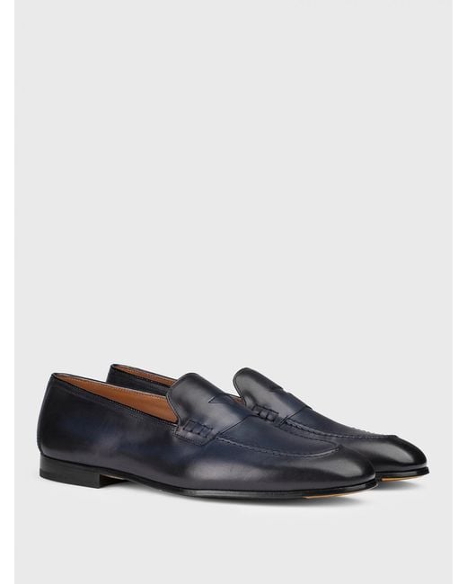 Doucal's Blue Leather Loafers for men
