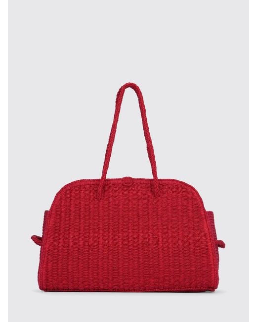 Jacquemus Red Le Turismo Woven Raffia Bag