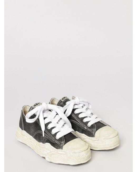 Maison Mihara Yasuhiro White Hank Og Grained Leather Sneakers With Distressed Effect for men