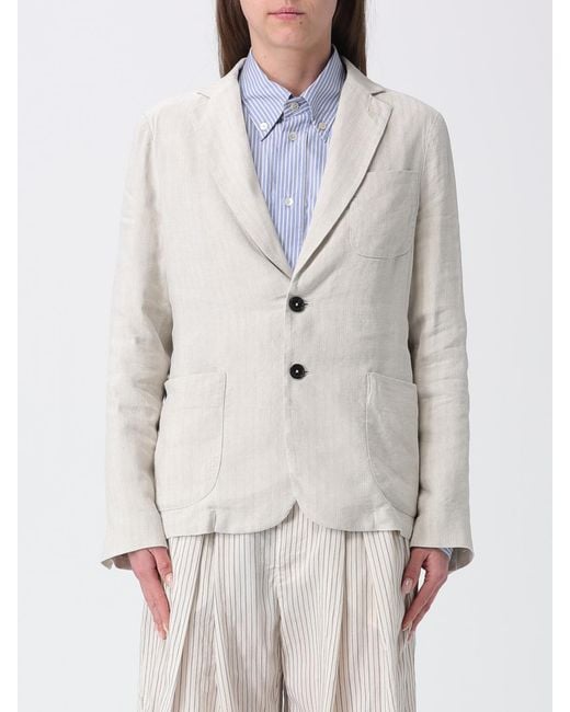 Barena Gray Single-Breasted Linen Blend Blazer