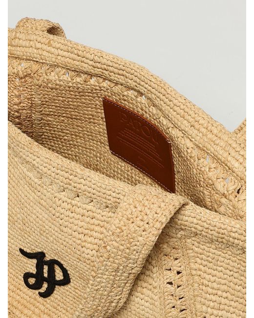 Patou Natural Crochet Raffia Bag With Embroidered Logo
