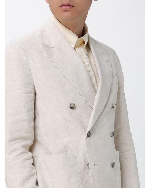 Manuel Ritz Gray Single-Breasted Linen Blazer for men