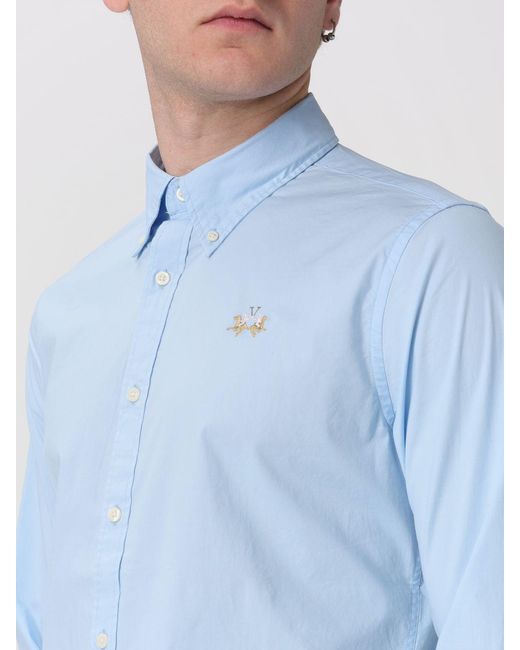 La Martina Blue Classic Cotton Shirt for men