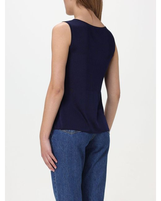 A.P.C. Blue Sleeveless Ribbed-Knitted Top