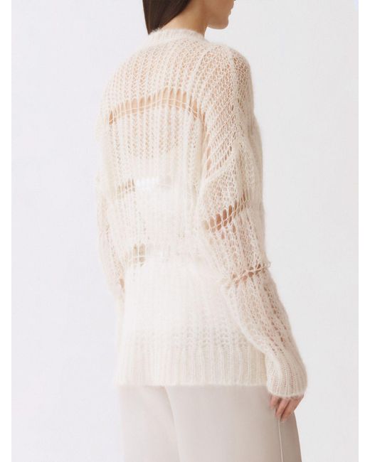Fabiana Filippi Natural Perforated Wool Blend Pullover