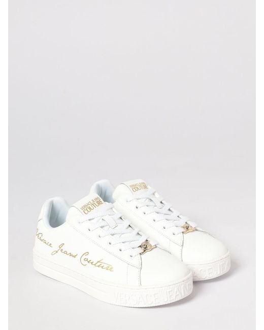 Versace Jeans Couture Natural Leather Sneakers With Logo