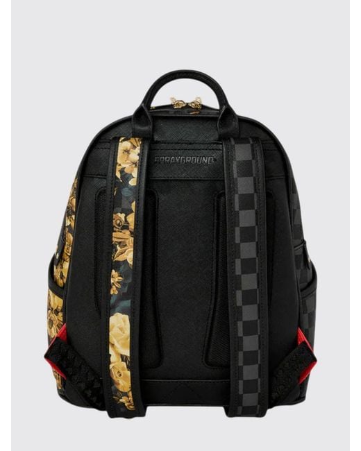 Sprayground Black Floral Remix Savage Backpack With Floral And Check Print for men