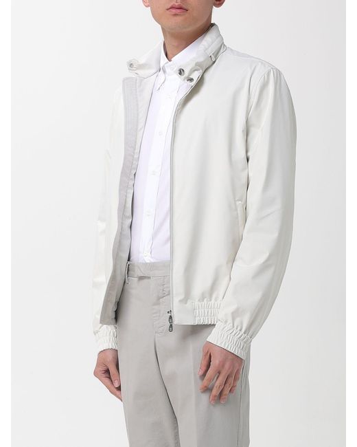 Brunello Cucinelli White Stretch Nylon Bomber Jacket for men