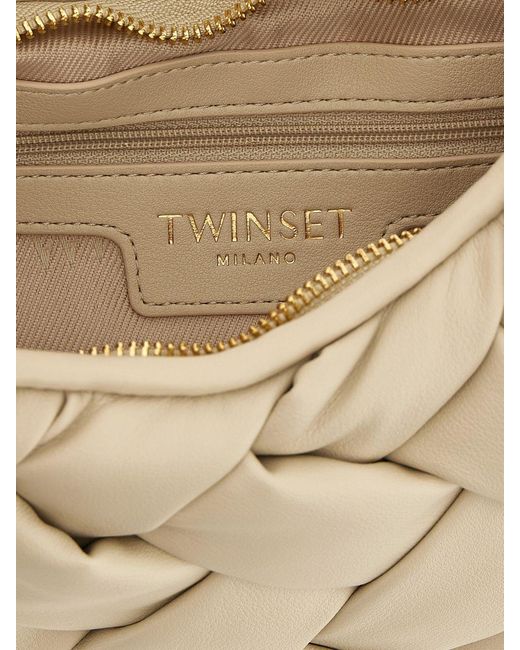 Twinset Metallic Woven Leather Hobo Bag