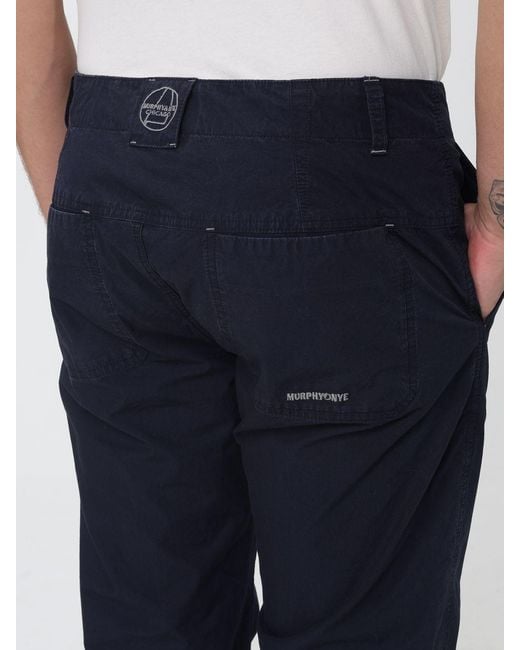 Murphy & Nye Blue Slim Fit Cotton Chino Pants With Welt Pockets for men