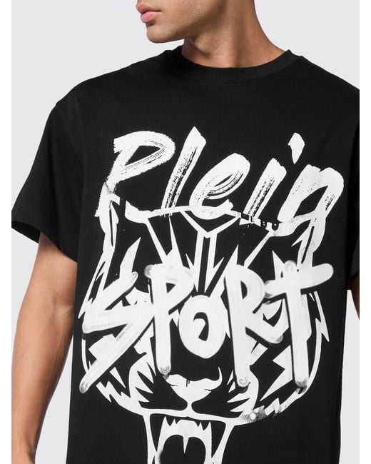 Philipp Plein Black Cotton Jersey T-Shirt With Contrasting Logo for men