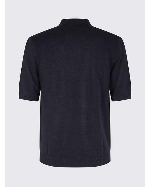 Eleventy Blue Cotton Knit Polo for men