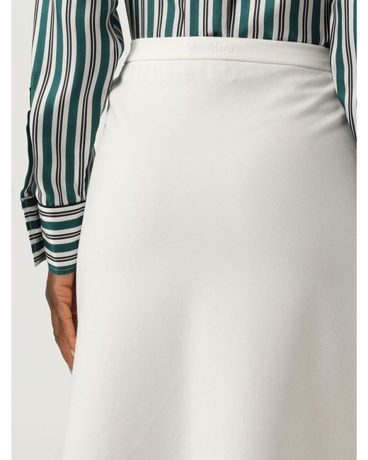 Max Mara White Viscose Blend Long Skirt