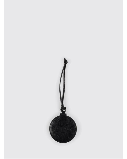 Balenciaga White Arena Leather Keychain With Mirror