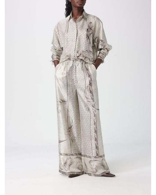 Max Mara Gray Grado Silk Shirt With Print