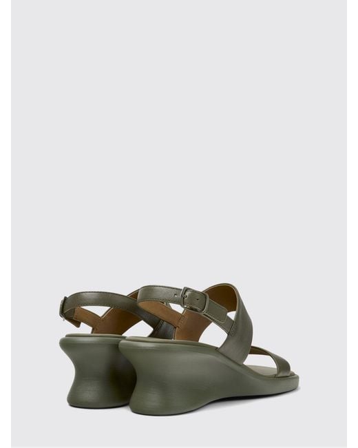 Camper Green Louise Leather Wedge Sandal