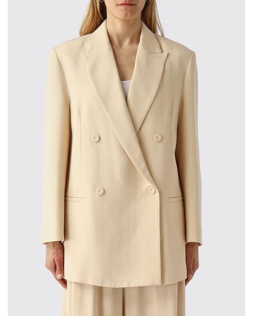 MEIMEIJ Natural Double-Breasted Viscose Blazer