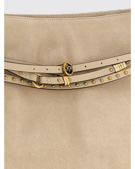 Pinko Natural Suede Bag With Micro Studs