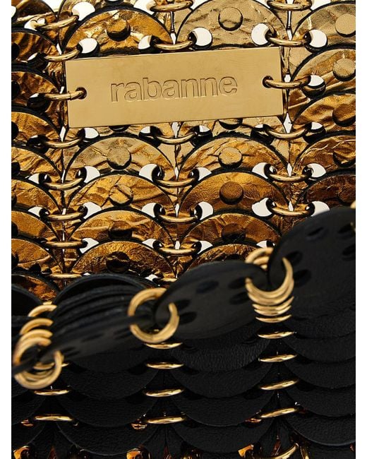 Rabanne Black 1969 Nano Flip Leather Bag With Metal Rings
