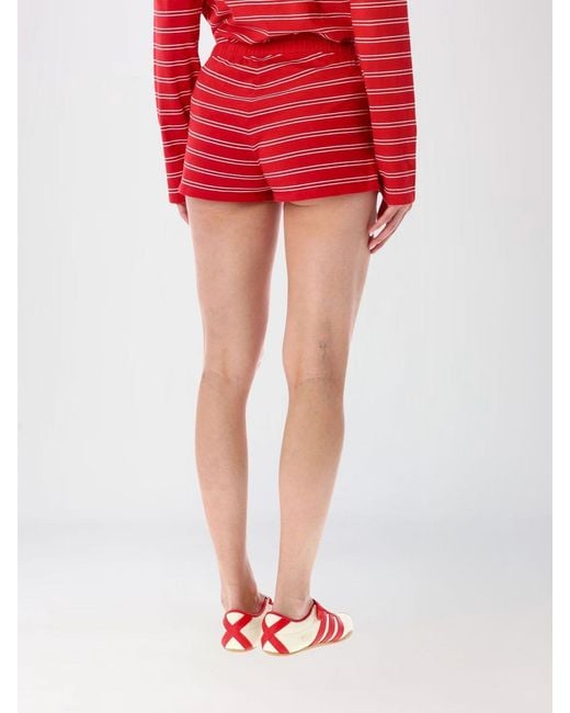 Sporty & Rich Sporty &Amp Rich Striped Cotton Culotte Shorts With Slim Fit And Embroidered Logo