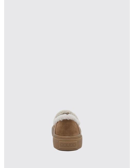 Hogan Brown Crosswind Suede And Shearling Slip-On Trainers With Logo