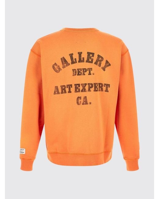 GALLERY DEPT. Orange Crewneck Cotton Sweatshirt With Patch Pocket And Logo for men
