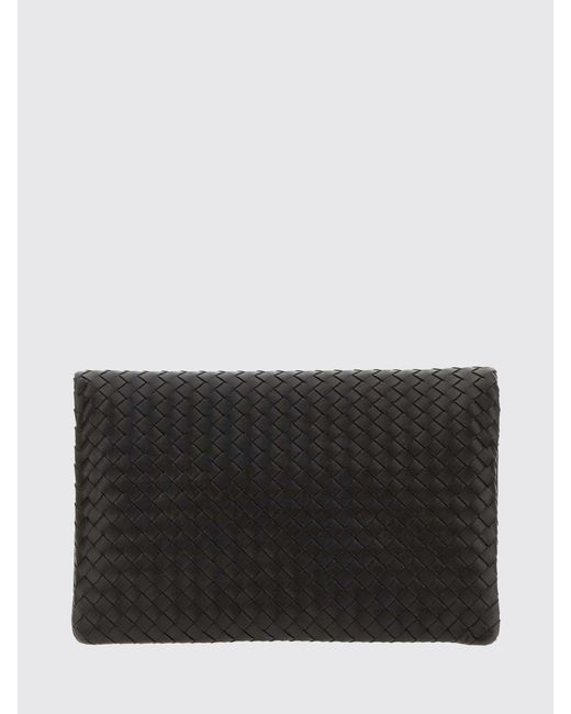 Bottega Veneta Black Giornale Woven Leather Clutch