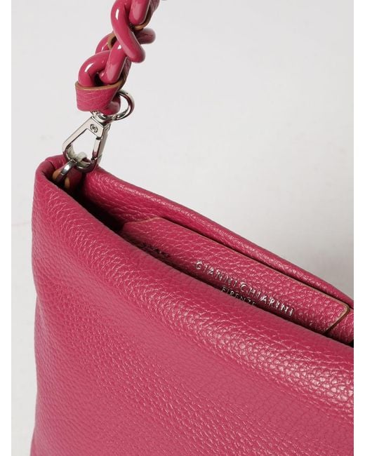 Gianni Chiarini Red Brenda Grained Leather Shoulder Bag With Removable Strap