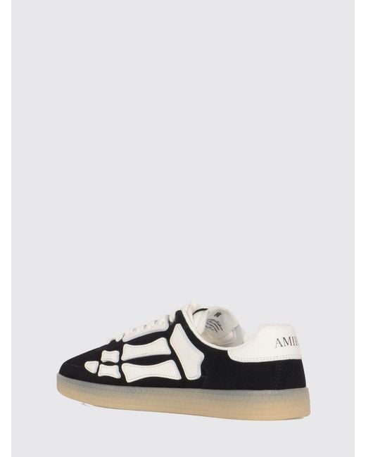 Amiri White Pacific Bones Leather And Suede Sneakers With Contrast Appliqué for men