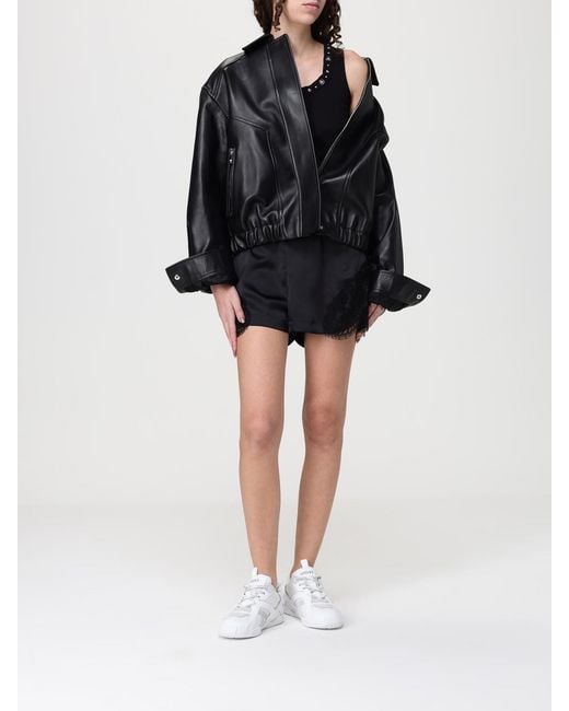 Versace Black Ribbed Studded Decorative Button Top