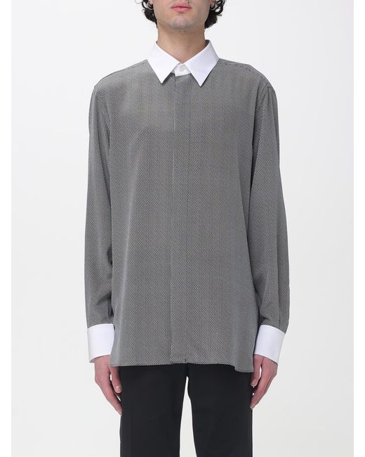 Tom Ford Gray Silk Shirt With Zig-Zag Pattern for men