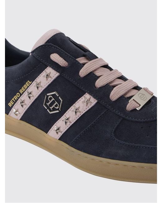 Philipp Plein Blue Retro Rebel Suede Sneakers With Applied Stars for men