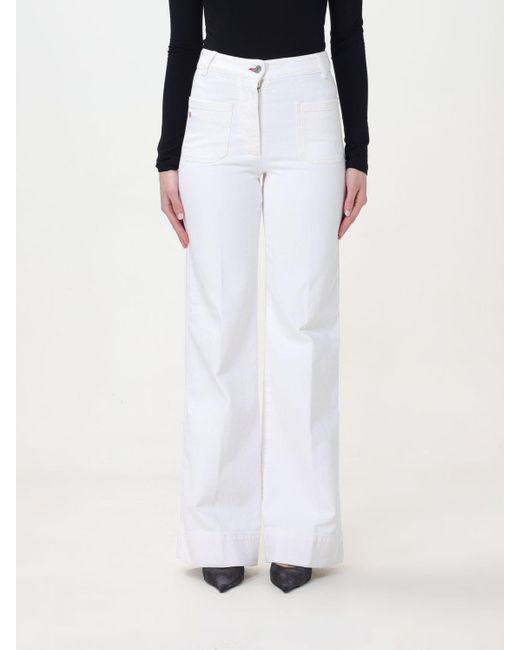 Jeans in denim con logo ricamato di Victoria Beckham in White