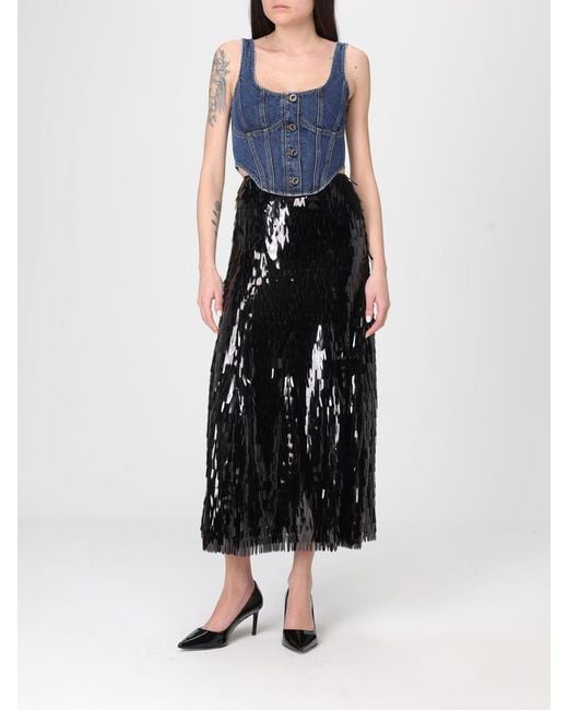 Self-Portrait Blue Cotton Denim Bustier Top