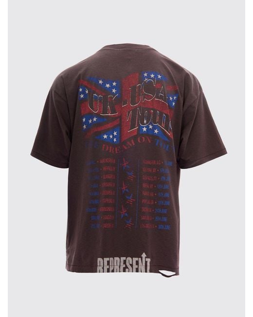 Represent Brown Printed Cotton T-Shirt for men