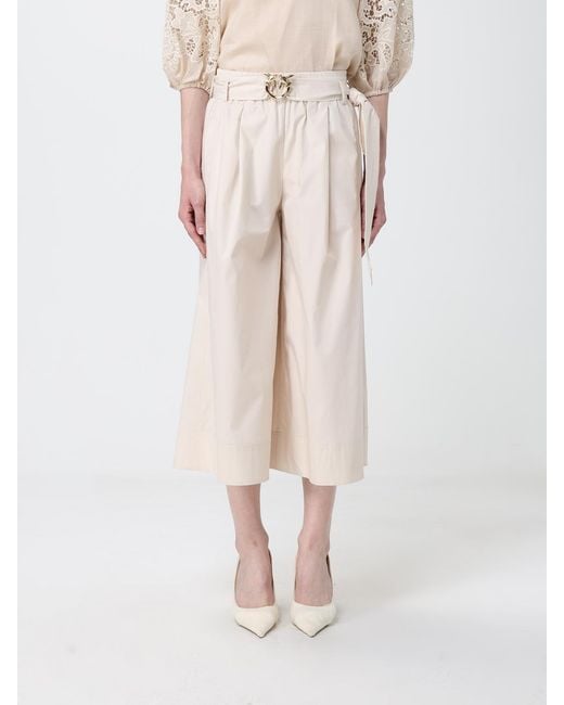 Pinko Natural Love Birds Cropped Cotton Trousers