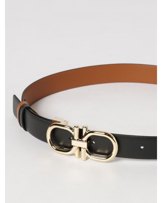 Ferragamo Black Gancini Calfskin Leather Belt