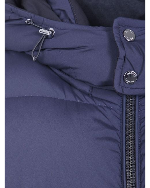 Moorer Blue Technical Quilted Down Vest With Hood for men