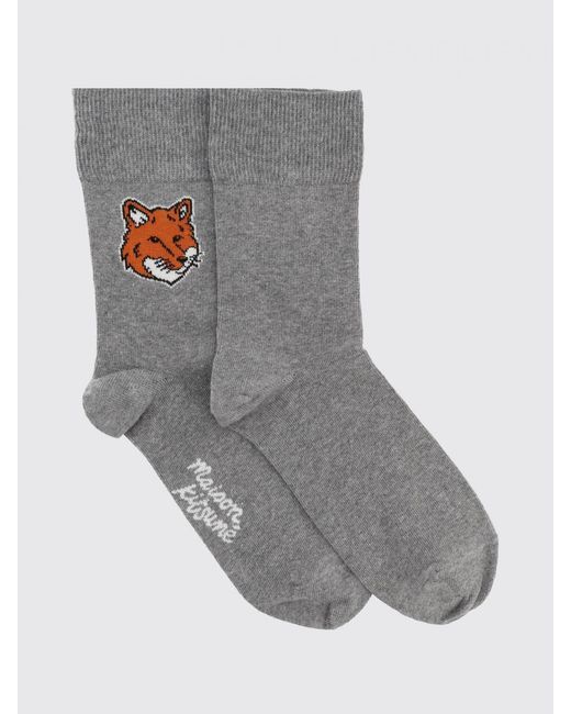 Maison Kitsuné Gray Maison KitsunÉ Set Of 3 Pairs Of Stretch Cotton Socks With Jacquard Logo