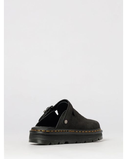 Dr. Martens Black Zebzag Suede Mules With Adjustable Strap