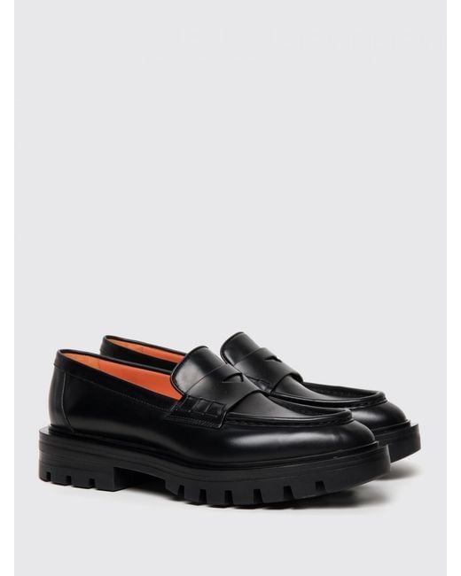 Santoni Black Loafers