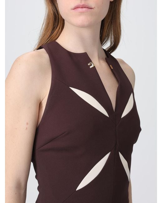 Elisabetta Franchi Brown Crêpe Cropped Top