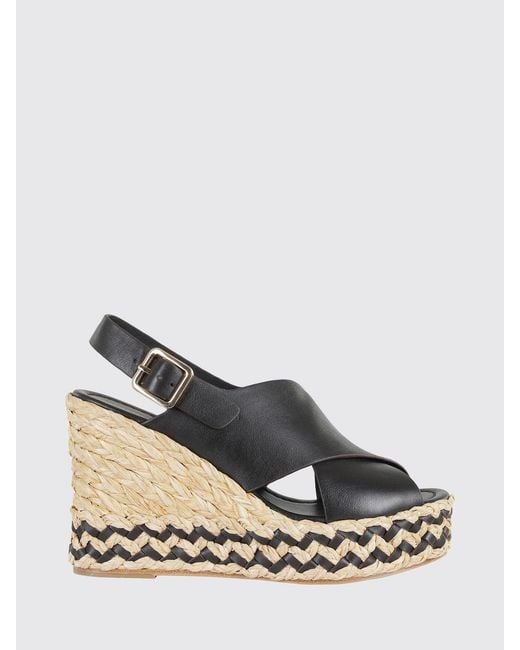 Paloma Barceló Natural Leather Wedge Slingback Sandals With Woven Midsole