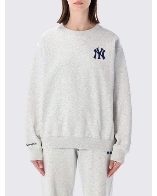 Sporty & Rich White Sporty &Amp Rich Monogram Cotton Crewneck Sweatshirt
