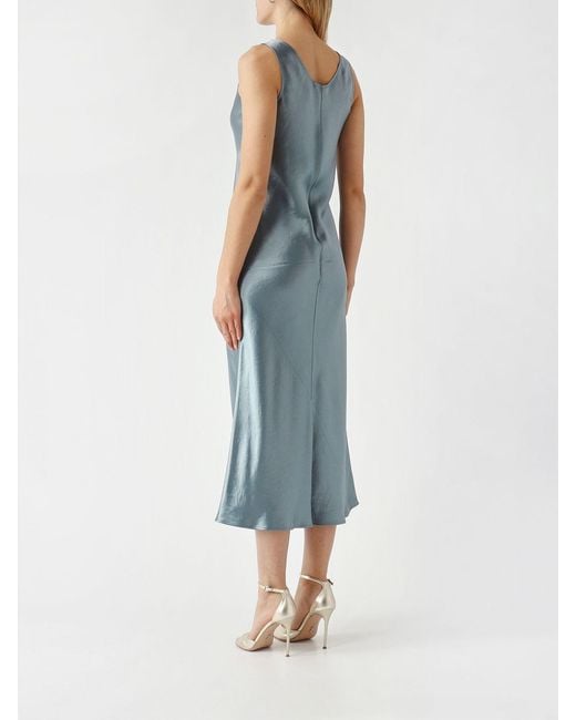 Max Mara Blue Satin Midi Dress