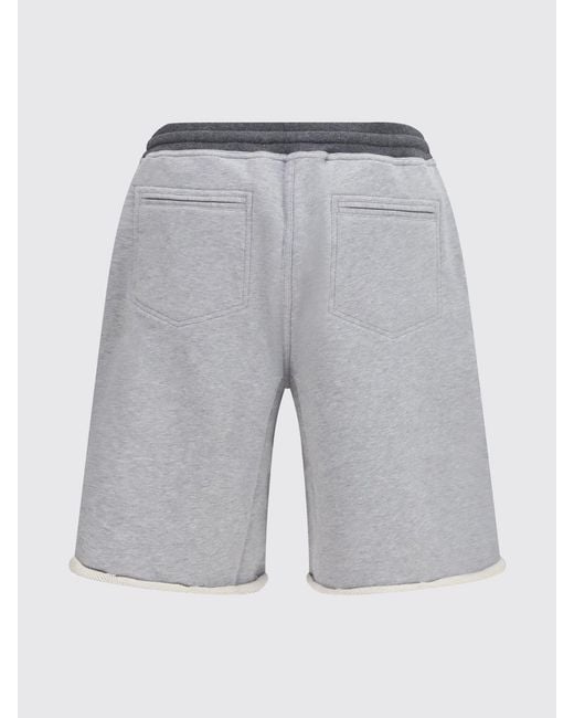 Brunello Cucinelli Gray Cotton Athletic Shorts With Drawstring Waist for men