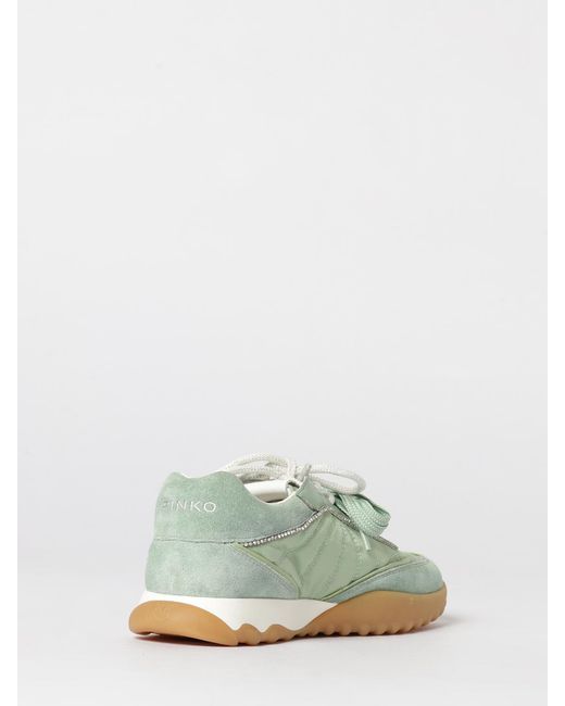 Pinko Green Gea Suede And Nylon Sneakers