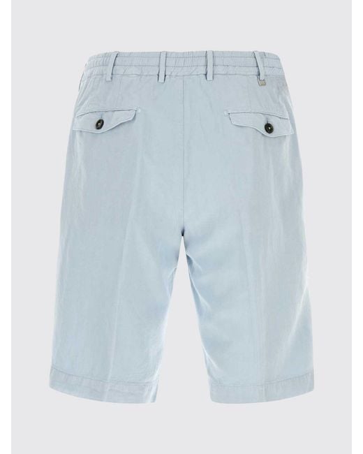 PT Torino Blue Linen And Cotton Blend Chino Shorts for men