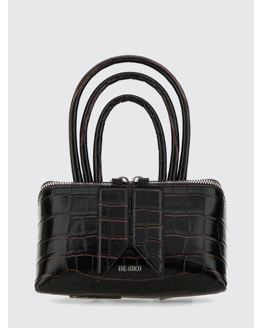 The Attico Black Mini Friday Crocodile Print Leather Bag